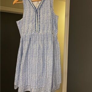 Vineyard Vines Blue & White Sleeveless Summer Dress - XL 16